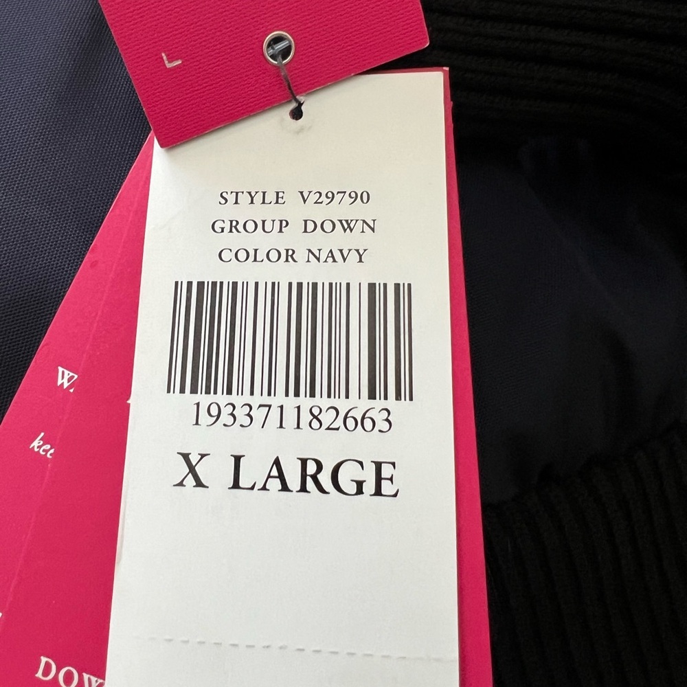 NWT Vince Camuto Quilted Down Fill Bomber Coat with Faux Fur Navy Black XL Women - Picture 14 of 16